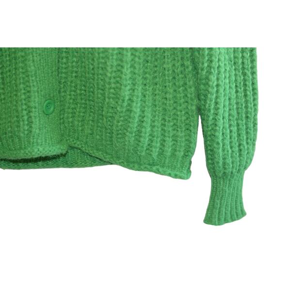Hooked Up by IOT Juniors Shaker-Knit V-Neck Cardigan Emerald Jewel Green, Small - Picture 3 of 3